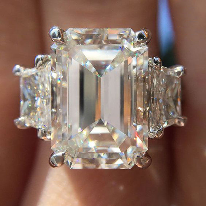 Square diamond zircon simulation ring women's romantic wedding bridal ring