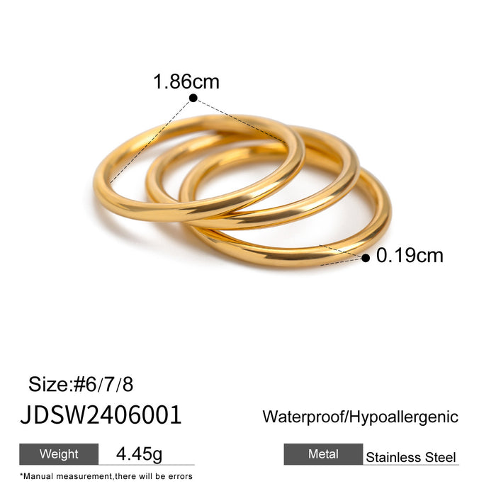 Stainless Steel Minimalist Ring - High-End Ins Style Gold Color Tarnish-Resistant Rings