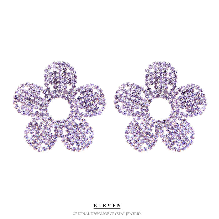 Floral Rhinestone Earrings - Simple and Chic Jewelry with a Sophisticated Touch