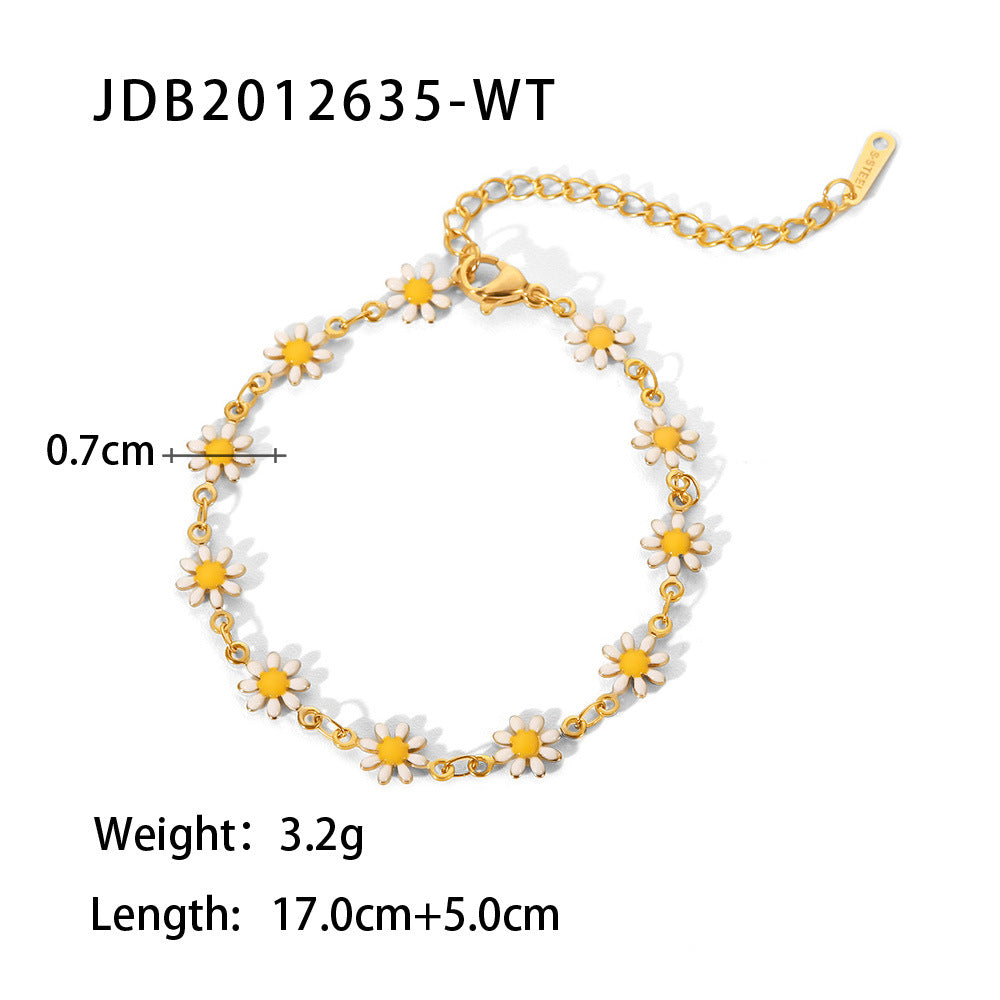 18K Gold-Plated Daisy Earrings with Daisy Chain Necklace - Summer Fashion Jewelry