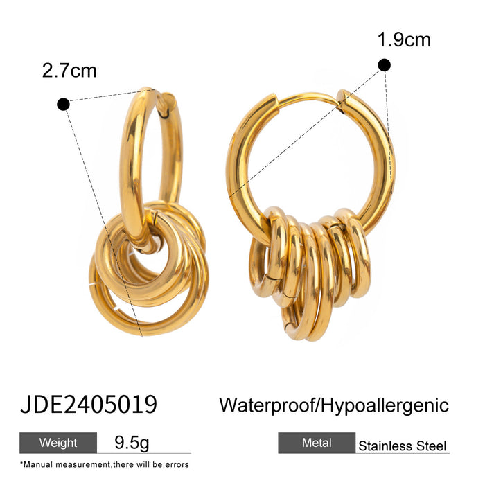 18K Gold Plated Stainless Steel Braided Hoop Earrings - Minimalist Design High-End Jewelry