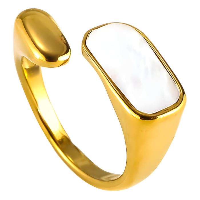 Wholesale white seashell titanium steel open rings