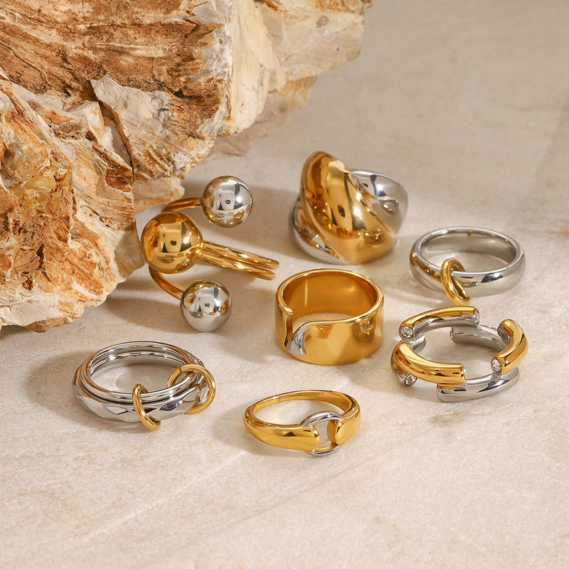 Stainless steel color-block ring