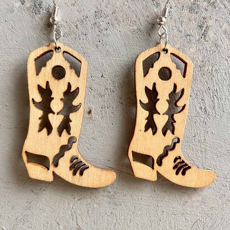 Wooden horseshoe earrings - wallojewerly 