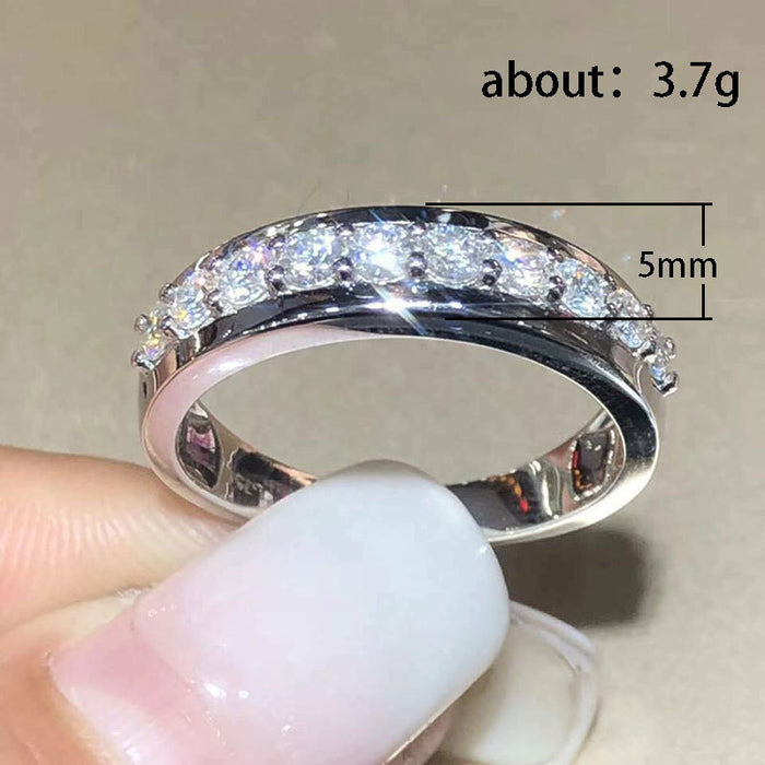 Inner and outer arc full diamond single row ring fashionable zircon unisex ring