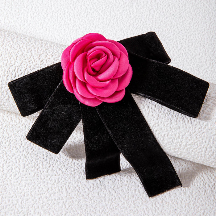 Rose flower pin vintage velvet bow tie brooch jewelry