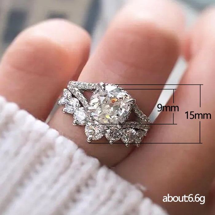 Middle East Luxury Zircon Ring 2-piece Proposal Engagement Ring