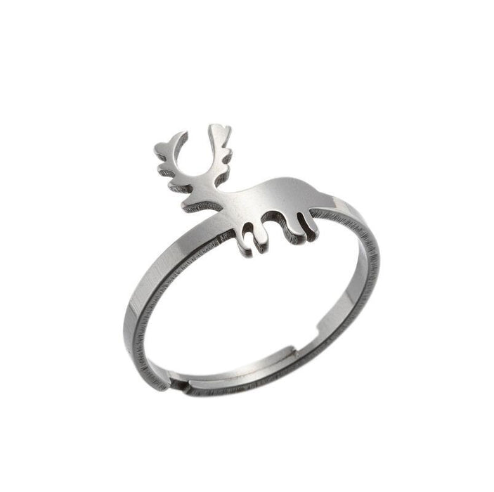 Anillos de alce navideño, venta al por mayor de lindos anillos abiertos de animales pequeños