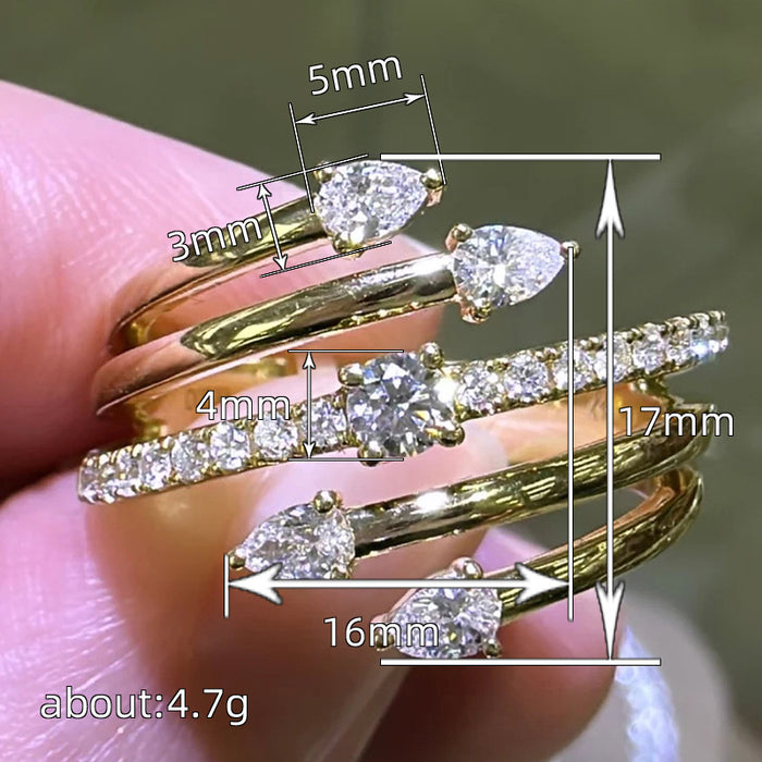 Surrounded by starry sky ring simulation diamond female ring light luxury fashion single item jewelry