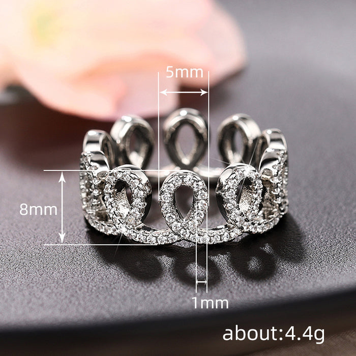 Princess crown ring luxury design cream roll personality ring