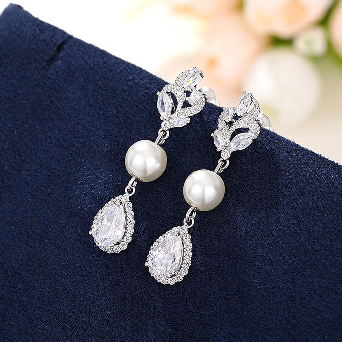 Imitation pearl earrings for women palace style water drop earrings elegant earrings - wallojewerly 