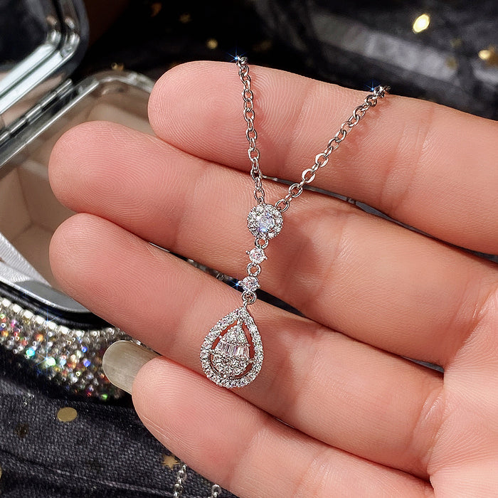 Creative teardrop pear-shaped pendant zircon women's necklace