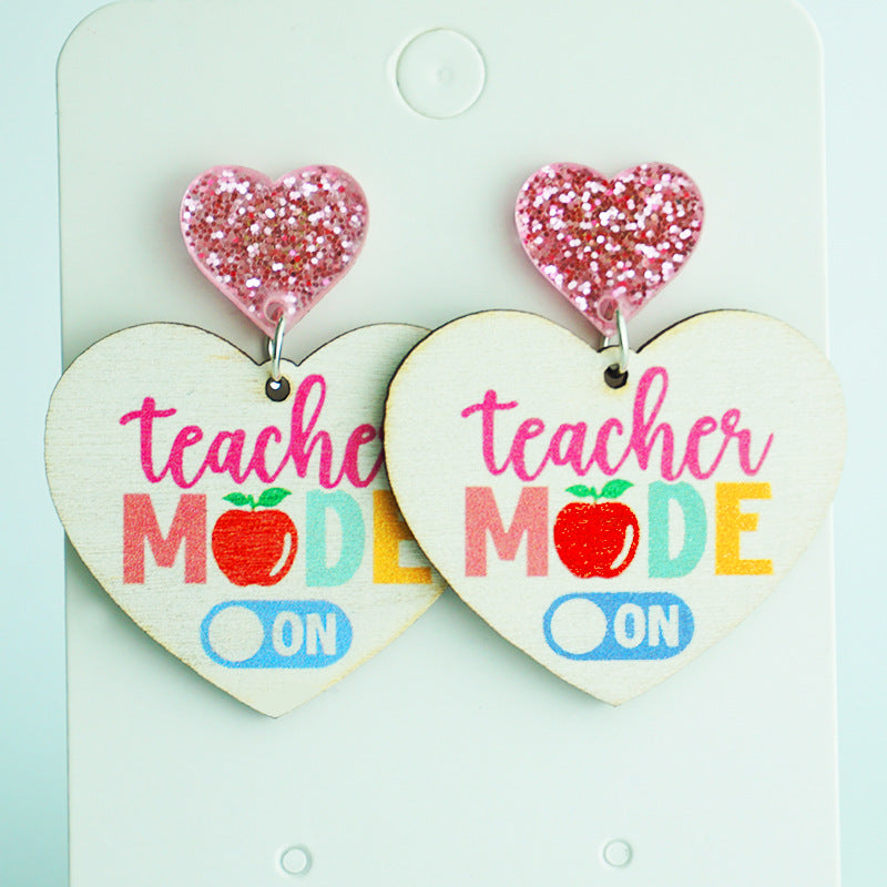 School Season Pencil Wooden Earrings