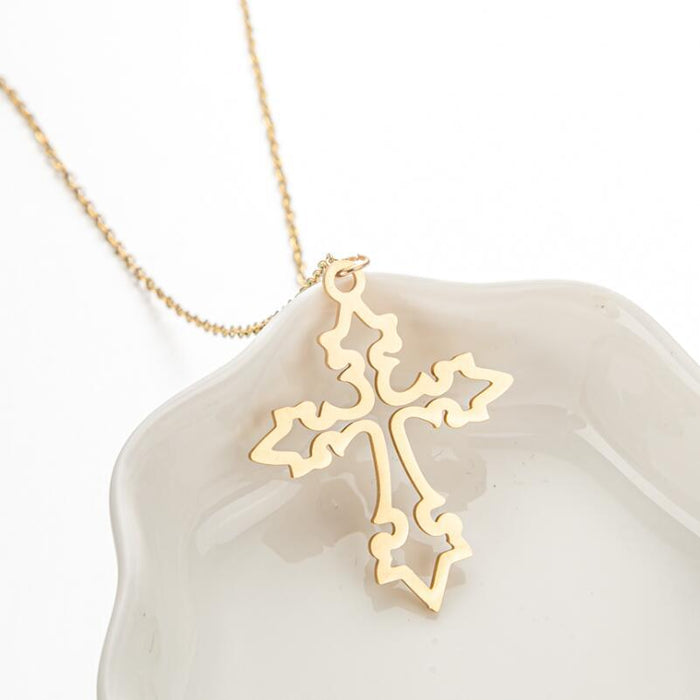 Geometric simple love eight-character double pendant necklace, European and American ins style all-match sweater chain