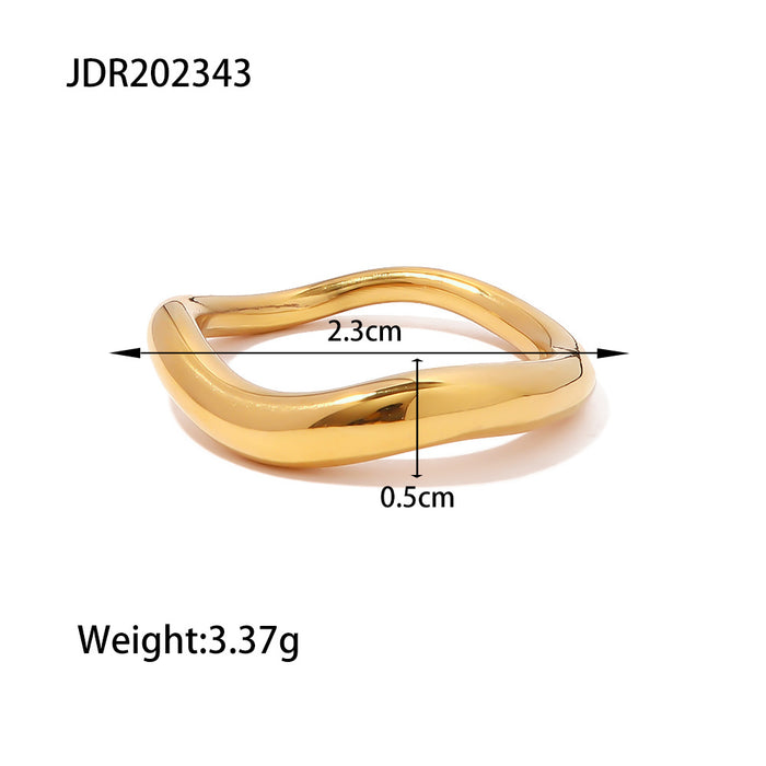 Anillo geométrico de acero inoxidable en oro de 18 quilates con incrustaciones de circonitas