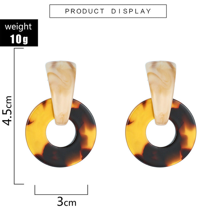 Pendientes de resina con diseño de carey y estampado geométrico de leopardo