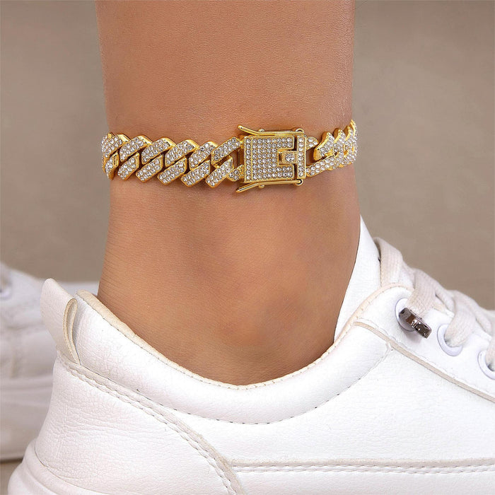 Elegant Rhinestone Heart Anklet Set – Layered Chains for a Chic Look