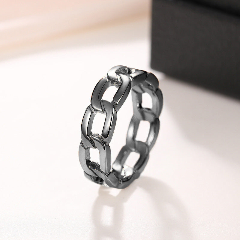 Anillo sencillo de hombre moderno, metálico, europeo y americano.