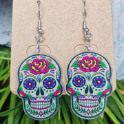 Day of the Dead Mushroom Snake Acrylic Earrings - wallojewerly 