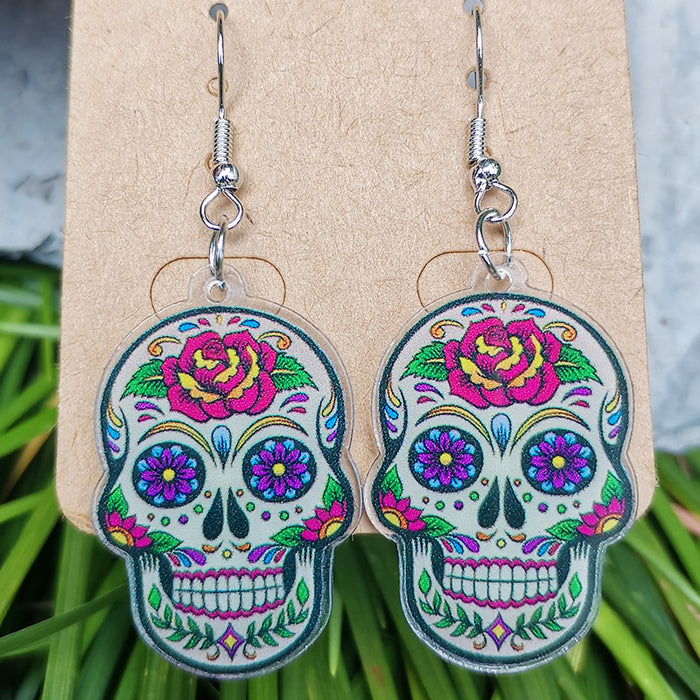 Day of the Dead Mushroom Snake Acrylic Earrings