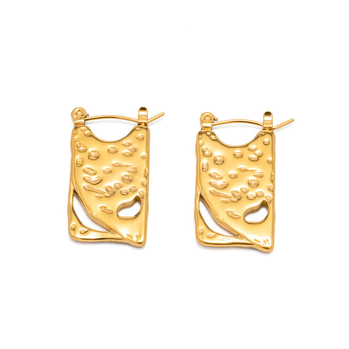 Pendientes huecos cuadrados vintage de moda europea: joyería de acero inoxidable con oro de 18 quilates para mujer