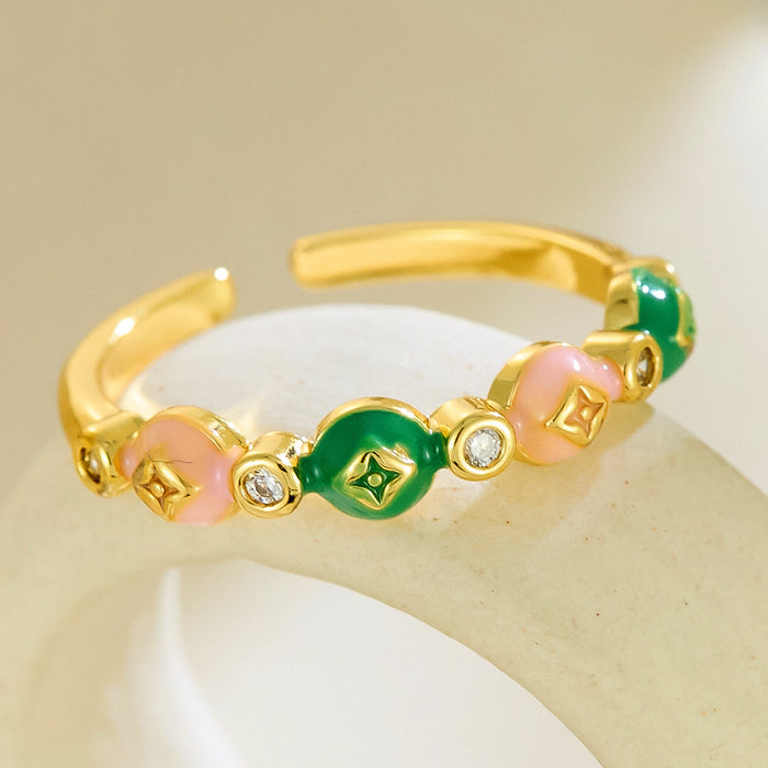 Wholesale copper dripping flower open rings