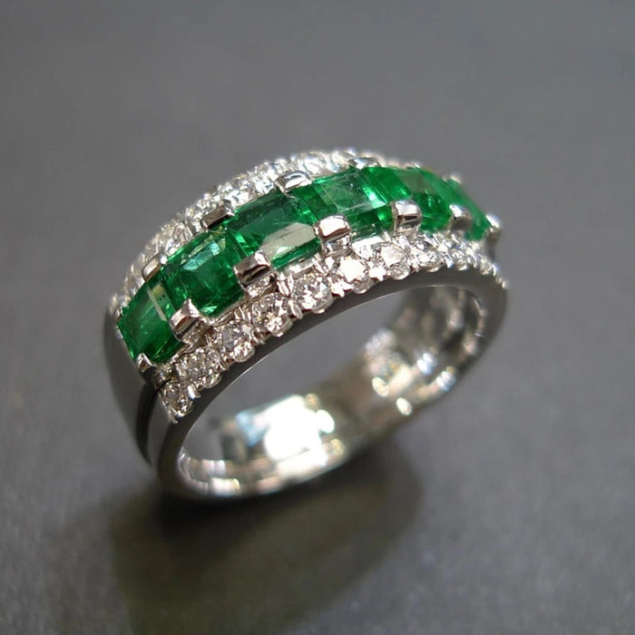 Half circle diamond ring for women hip-hop style all-match ring