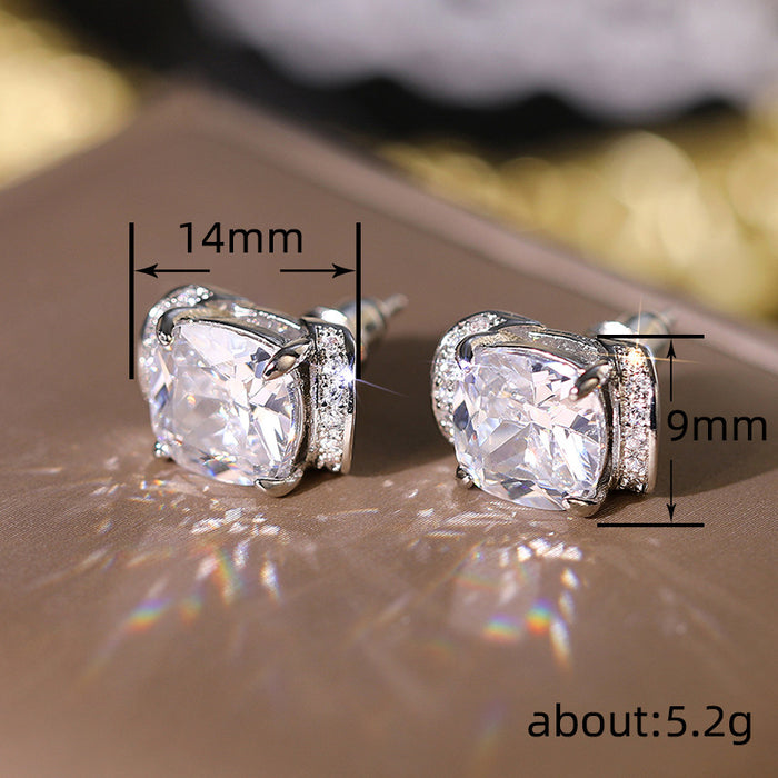 Sugar cube simulation princess ring earrings asymmetric set