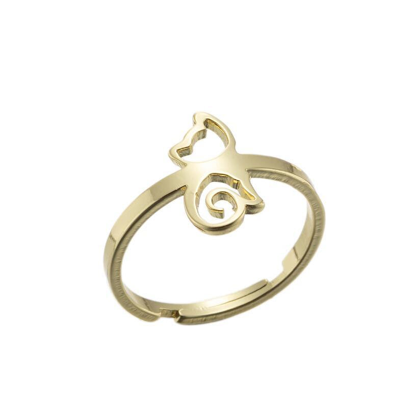 Japanese and Korean simple hollow pet cat ring, personalized girl hand jewelry wholesale
