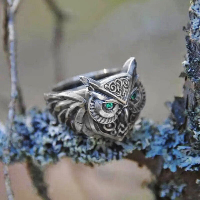 Retro 3D owl ring dark personality creative ring