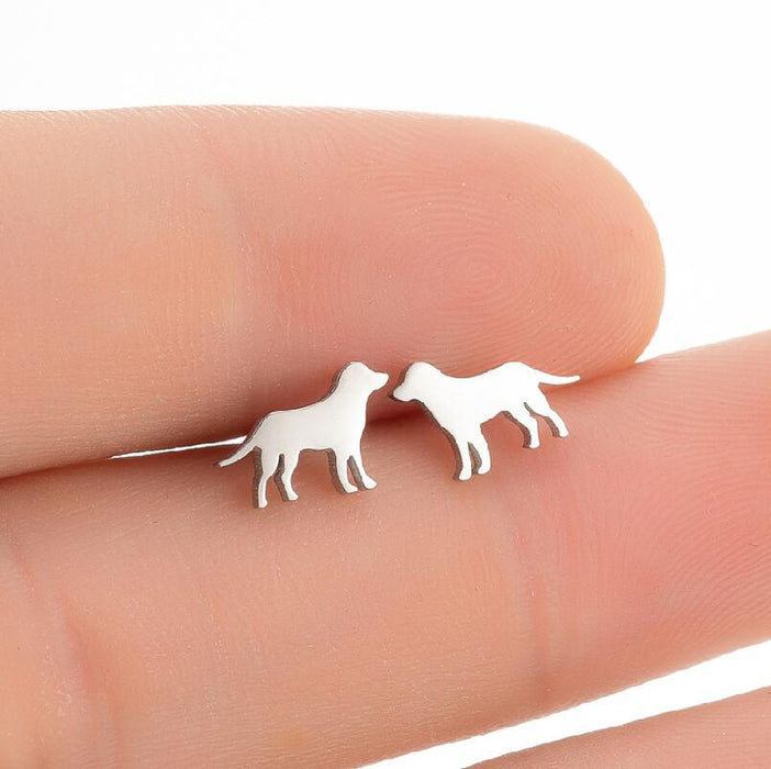 Pet Dog Stainless Steel Stud Earrings - Cute and Unique Animal Jewelry