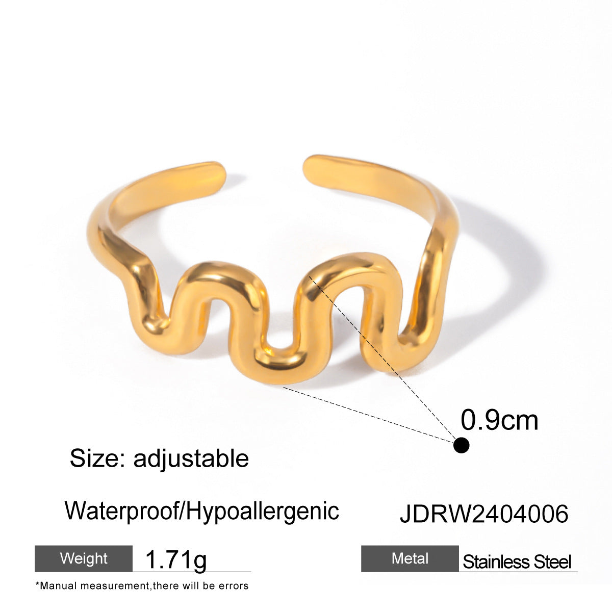 Geometric Design 18K Gold Plated Stainless Steel Ring - Elegant Jewelry