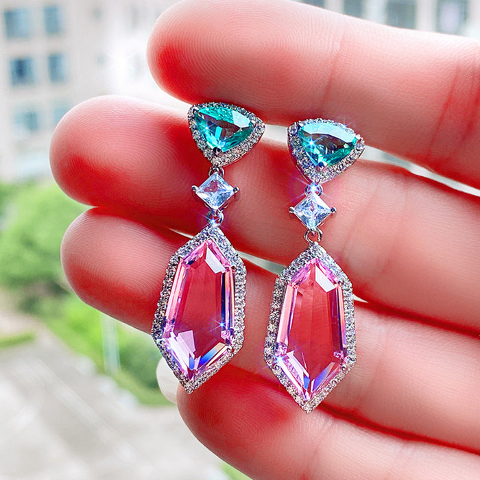 3A zircon imitation crystal earrings