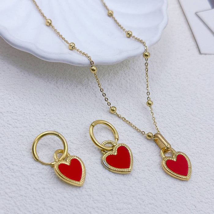 Wholesale stainless steel and titanium steel heart-shaped pink necklaces