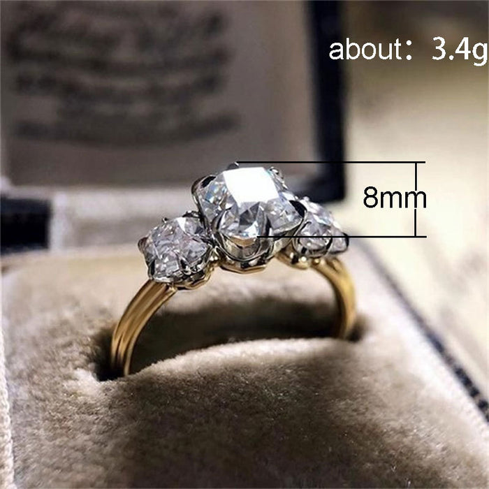 Two-color electroplated zircon ring for women ins new style ring jewelry