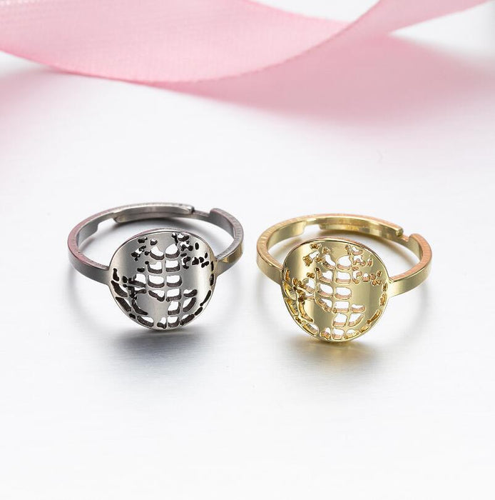 Vintage stainless steel hollow globe rings, wholesale of geometric open rings