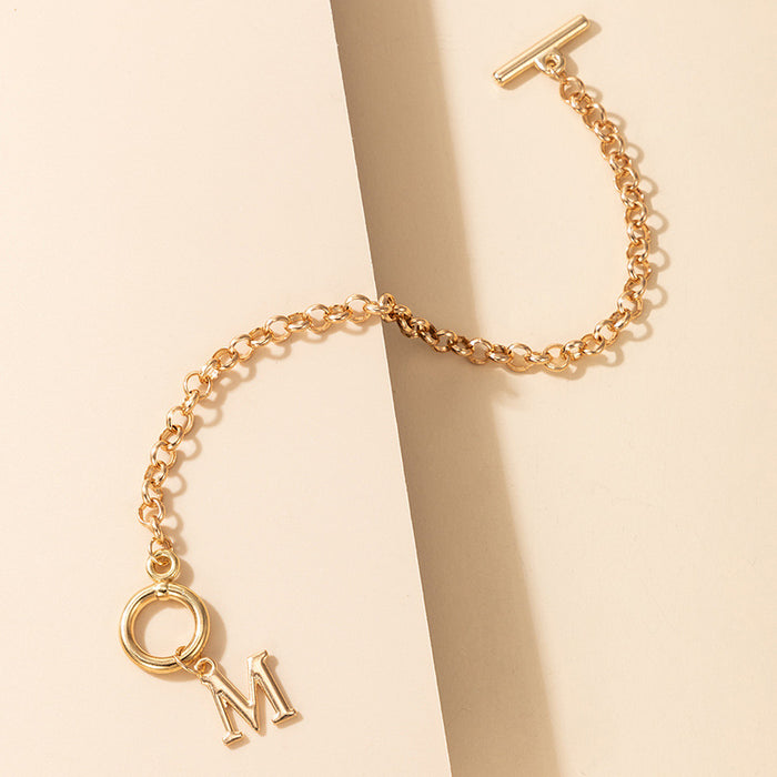 Pulsera Bohemia Sencilla - Joyas de una Sola Capa con Letra M para Mujer