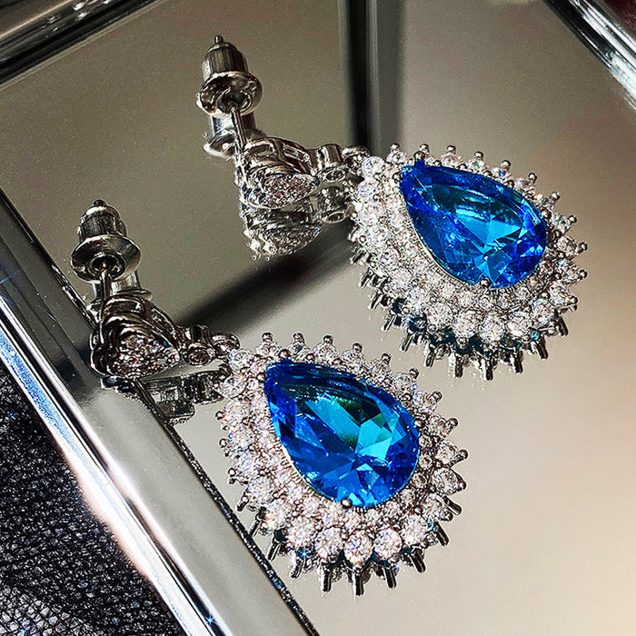 Blue zircon earrings earrings wholesale