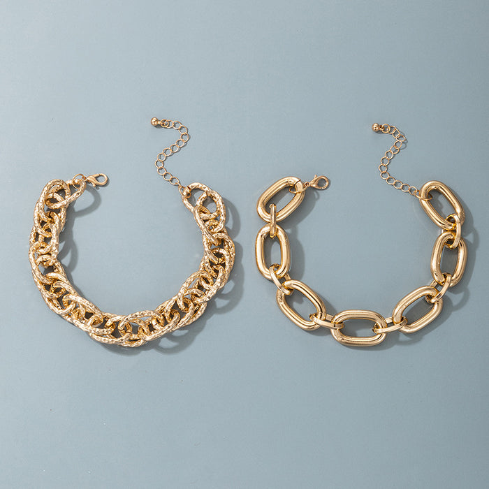 Geometric Chunky Chain Bracelet Set - Two-Piece Collection