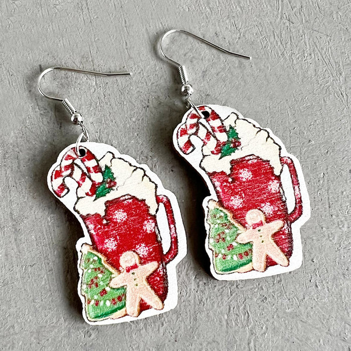 Wooden Christmas Socks Earrings