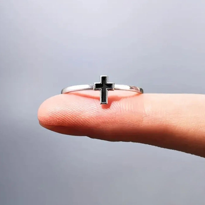 Metal oil painting cross ring for women simple minimalist design