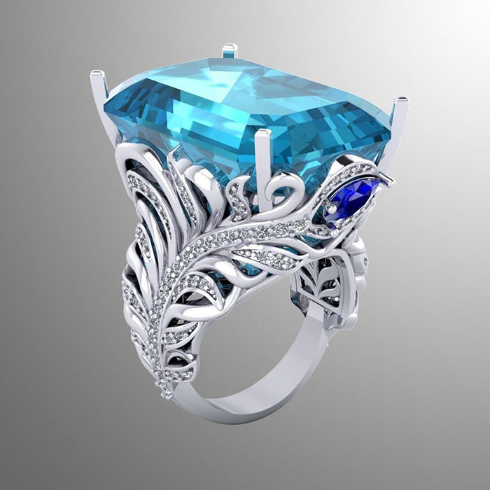 Oversized crystal ring for women anniversary ring