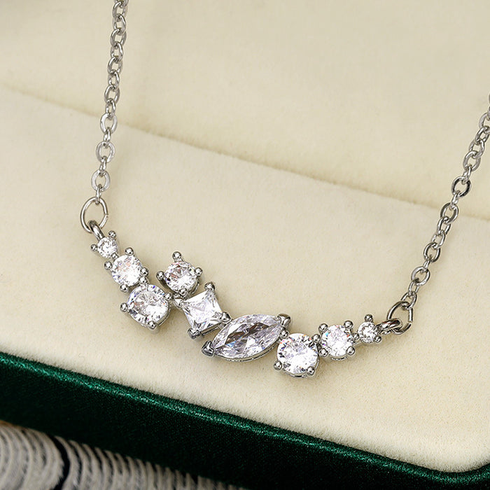 Zircon Pendant Necklace Platinum Plated Necklace