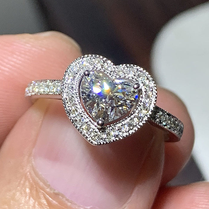 Anillo de mujer con circonitas cúbicas de amor exquisito, anillo de propuesta romántica