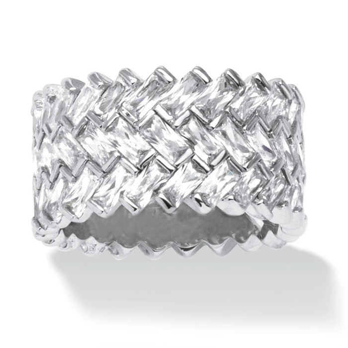Half-circle diamond T square zircon ring copper plated jewelry