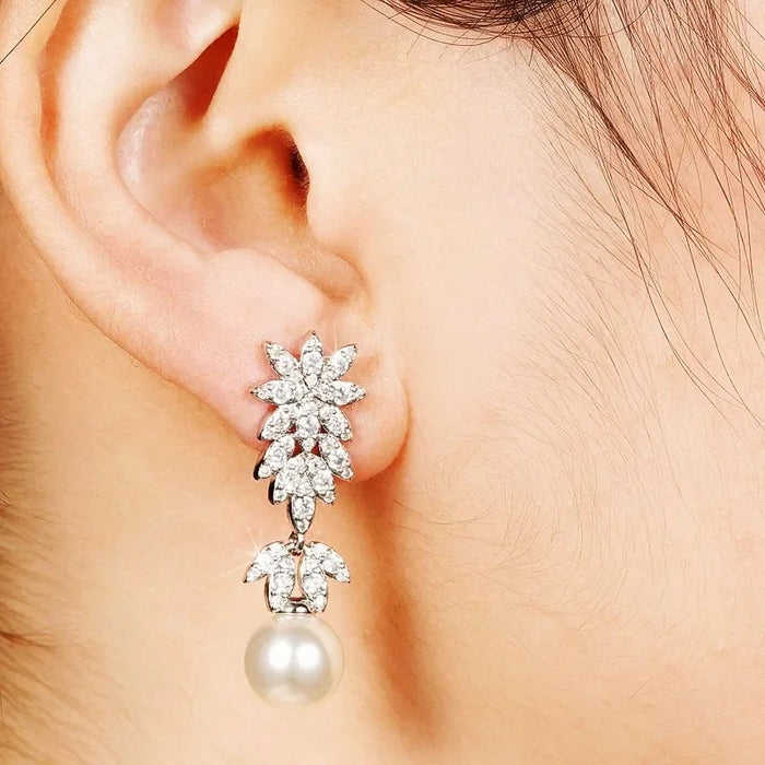 Pendientes de aro con diamantes de doble hilera