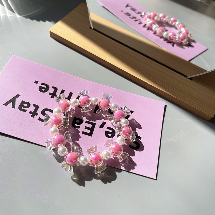 Transparent laser candy pearl elastic bracelet girl style