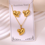 Wholesale 304 stainless steel hydraulic gold-plated earrings and necklace sets - wallojewerly 