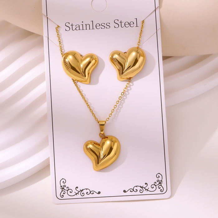 Wholesale 304 stainless steel hydraulic gold-plated earrings and necklace sets - wallojewerly 