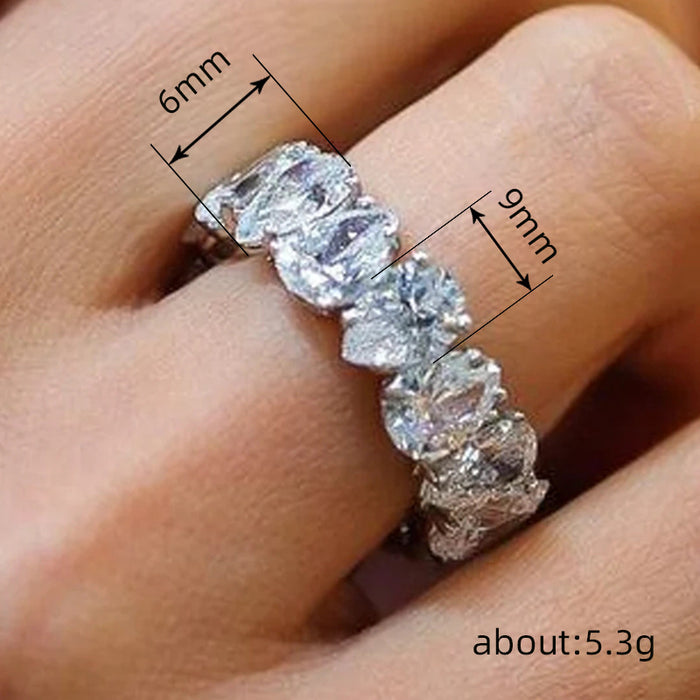 Inlaid geometric ring for women with popular design